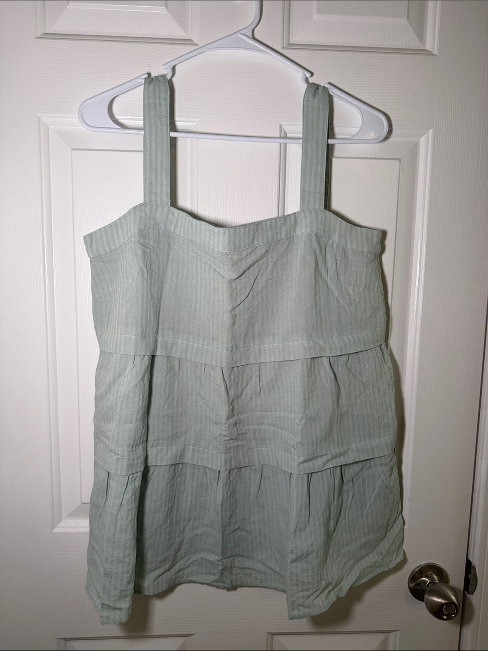 Women's Tiered Strappy Tank Top in Sage Green